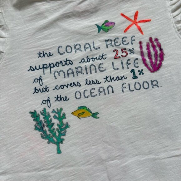 Cat & Jack | White Short Sleeve Ruffle Coral Reef Tee | Size Extra Large (14-16) - Picture 5 of 13